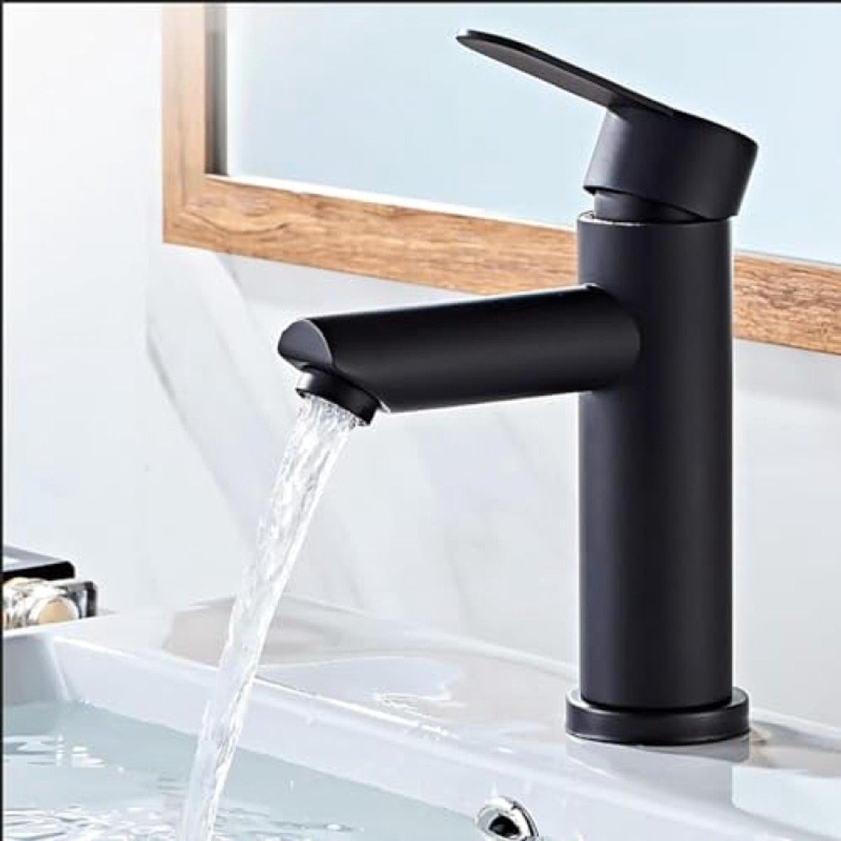 PromoHome RVS wastafelmengkraan - Zwart - Waterbesparend