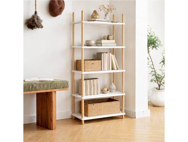 Etagère style scandinave en pin massif blanc