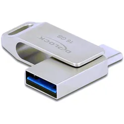Delock USB-Flash-Laufwerk (16 GB, USB-A, USB-C), USB Stick, Silber