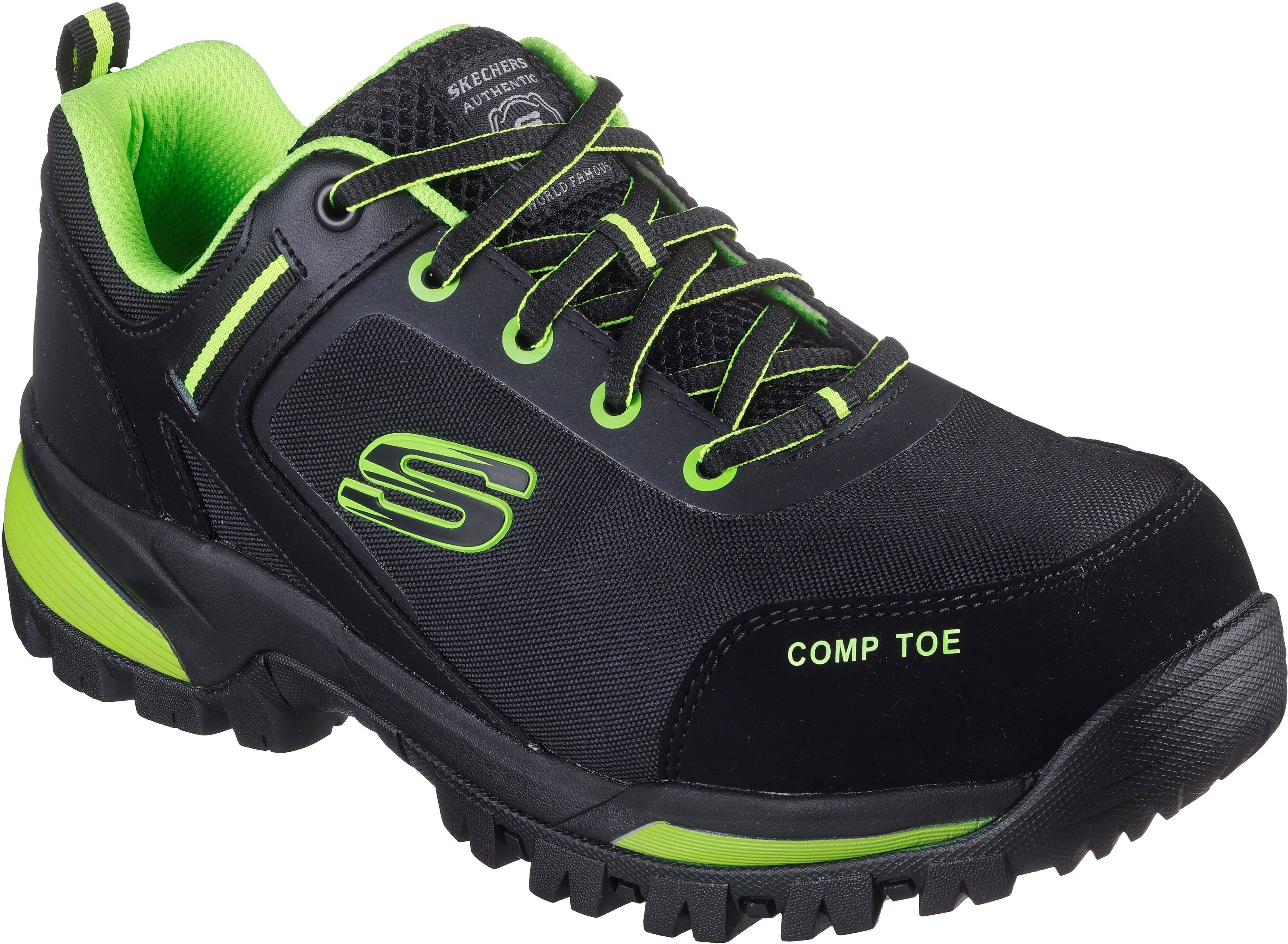 Berufsschuh SKECHERS "Gatlon S3L" Gr. 42, bunt (schwarz, neongelb), 42, atmungsaktiv, Leder, Schuhe, Berufsschuh, Sicherheitsschuh, Schnürschuh mit rutschhemmender Laufsohle, S3L schwarz, neongelb 42, atmungsaktiv