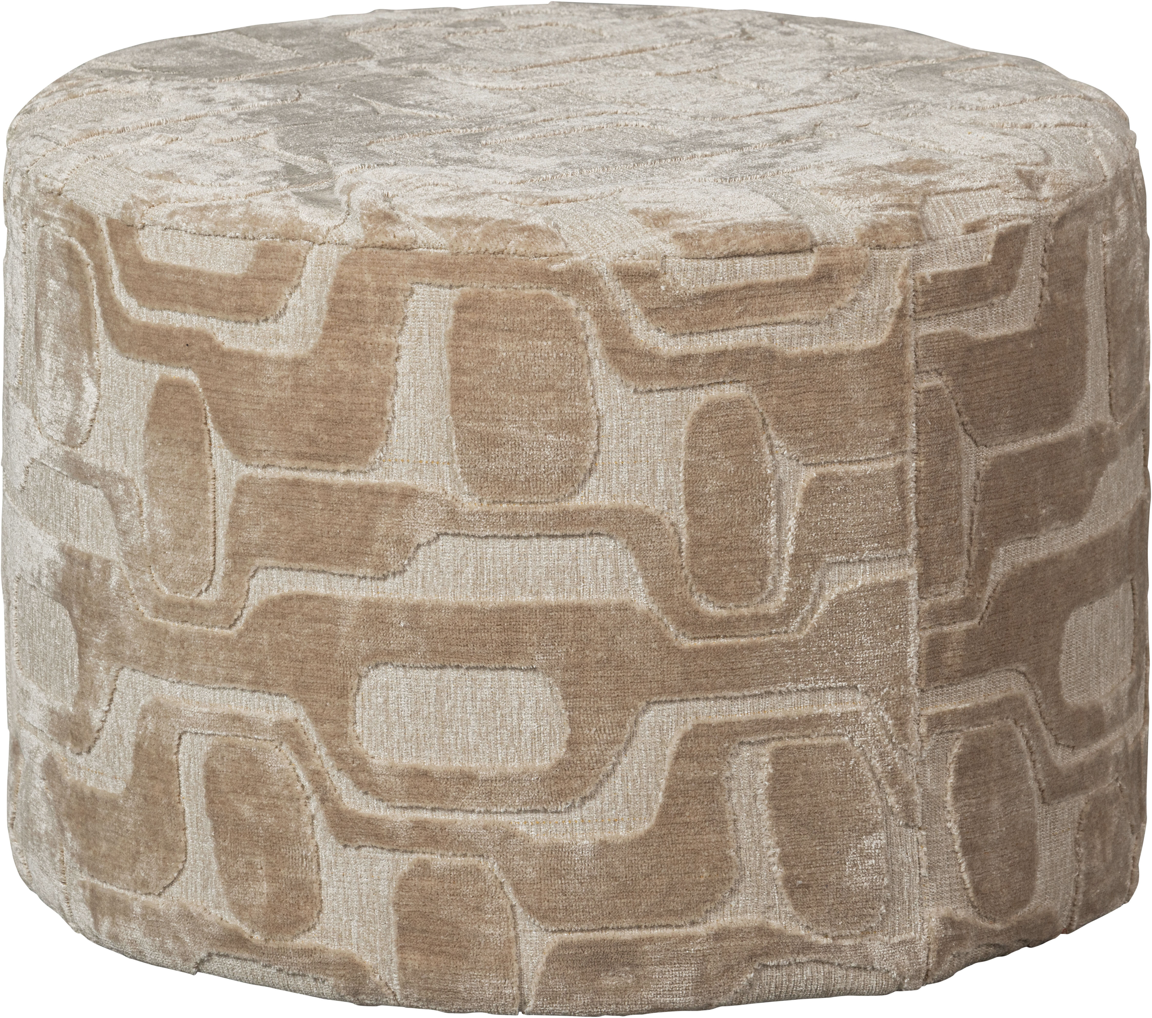 Hocker WOOOD "Aztec mit Abstract Bezug und rundem Design, Ø 60 x H 43 cm", beige (natur), B:60cm H:43cm T:60cm, Hocker, Hocker, Grafisches Azteken-Muster, Pfleiglicht, montiert geliefert natur B/H/T: 60cm x 43cm x 60cm, Stoff