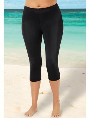 Plus Size Women's Chlorine Resistant Swim Capri by Swimsuits For All in New Black (Size 10)