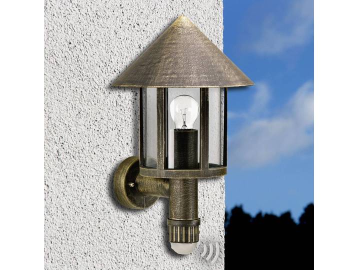 Wandlamp buiten met bewegingssensor LATERNA, bruin / roest, Aluminium, Antiek