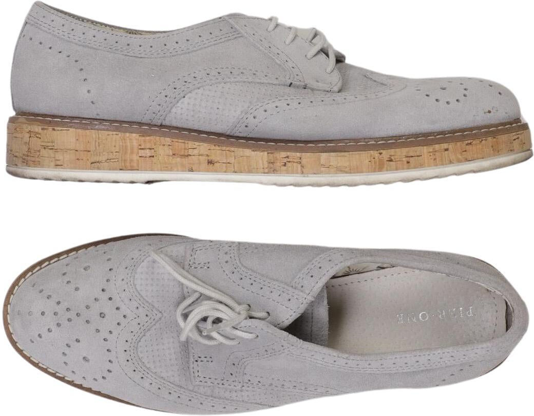 pier one Damen Halbschuh, Grau, Gr. EU 39, Leder - Second Hand