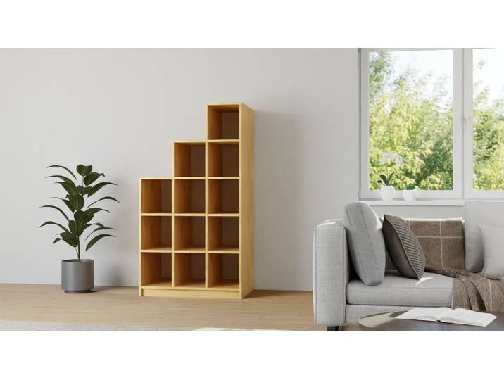60 cm tiefes Stufenregal nach Maß Buche Natur geölt