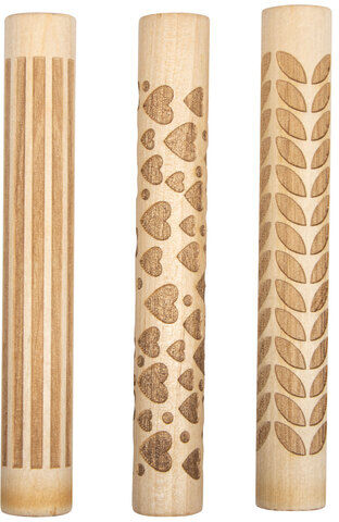 Holz Motivmuster Roller "Love", 3 Stück