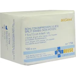 Schlitzkompressen Vlies Unsteril 4Fach 7.5x7.5cm 100 ST