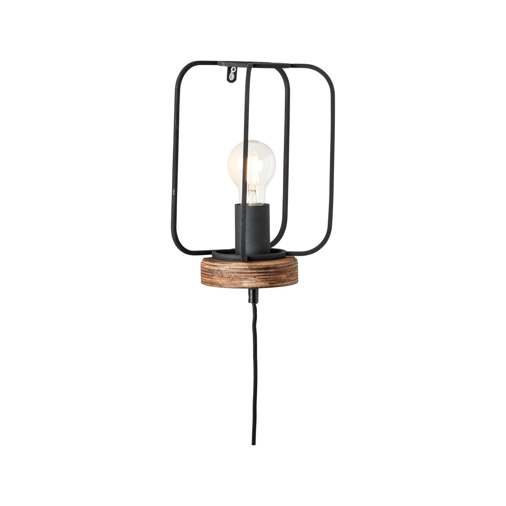BRILLIANT Lampe, Tosh Wandleuchte mit Zuleitung antik holz/schwarz korund, 1x A60, E27, 40W, Holz aus nachhaltiger Waldwirtschaft (FSC)