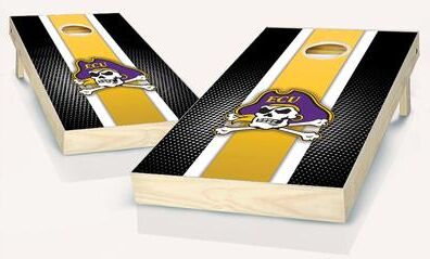 Skip's Garage East Carolina Pirates Striped Outdoor Cornhole Board Set