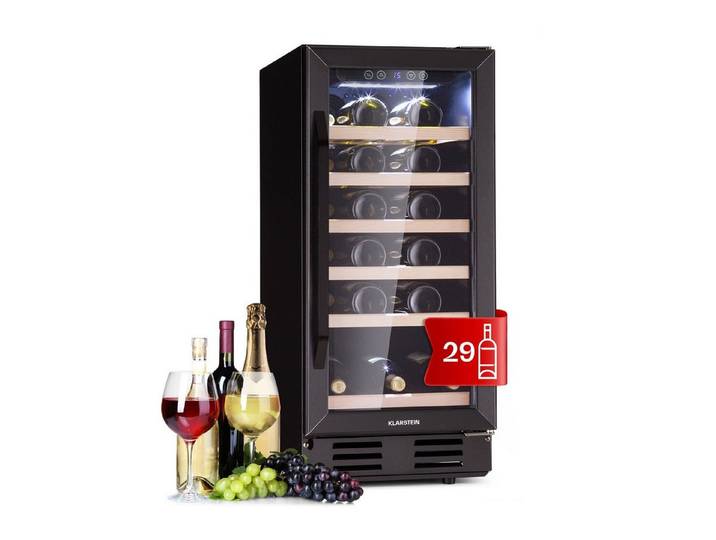 Klarstein Weinkühlschrank Vinovilla, für 31 Standardflaschen á 0,75l,Wein Flaschenkühlschrank Weintemperierschrank Weinschrank Kühlschrank