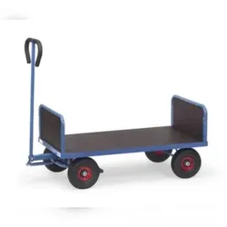 Fetra Handwagen, Tragl. 500kg, Ladefl. LxB 1200x700mm, Siebdruckplatte, 2 Holzwände