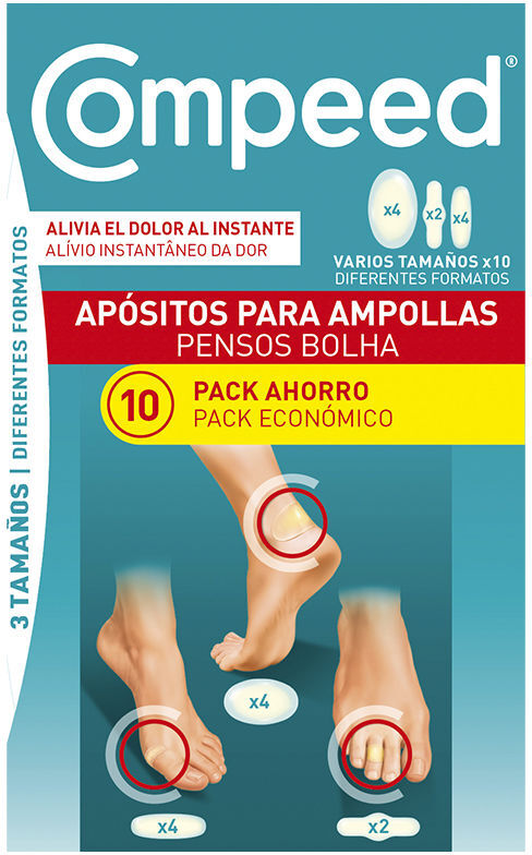 Compeed Cerotti per vesciche, 3 misure assortite, 10 pezzi