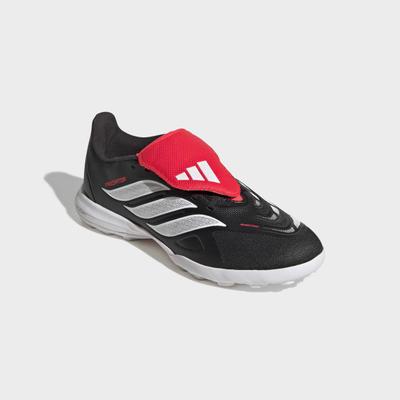 Fußballschuh ADIDAS PERFORMANCE "PREDATOR LEAGUE KIDS, ROLLRASEN, UMSCHLAGBARE ZUNGE", Herren, Gr. 31, schwarz (core schwarz, ftwr weiß, lucid rot), Synthetik, Textil, Schuhe Fußballschuh
