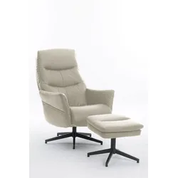 gepolsteter Relaxsessel mit Hocker - beige