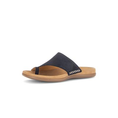 Zehentrenner GABOR, Damen, Gr. 41, schwarz (dunkelblau), Nubukleder, Schuhe Zehentrenner, Sommerschuh, Schlupfschuh mit modischem Zehenring