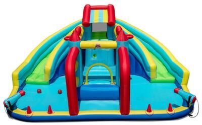 Costway Inflatable Double Water Slide Park with Obstacle Course without 680W-750W Blower