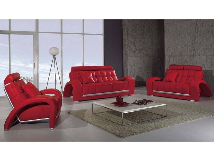 JVmoebel Polstergarnitur Elegante Leder Couch mit geschmeidiger Wellenunterfederung, (Set, 3-tlg), Made in Europa