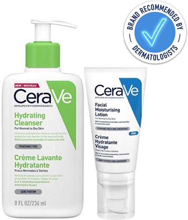 CeraVe Hydrating Cleanser 236ml & PM Facial Moisturising Lotion 52ml D