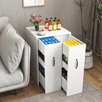 Kodotan sofa 3 Tier Wooden Floor Standing Bookcase,Slide Out Drawer Storage Bookcase,Pull Out Mobile with Door Dustproof File Cabinet