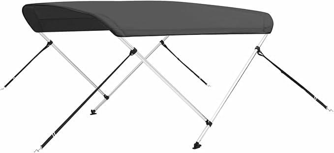 2-Bow Bimini Top Anthrazit 180x150x110 cm, UV- und wasserfest, schimmelresistent, flexible Montagebreite 145-155 cm, Aluminiumrahmen, für Bootsfahrten