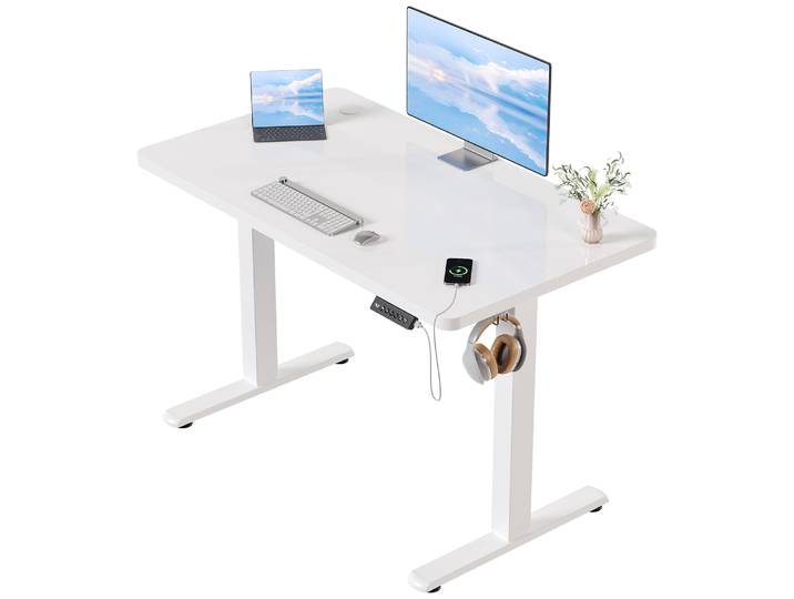 Bureau Devoko à hauteur réglable avec prise USB, bureau à hauteur réglable, support électrique réglable, siège réglable pour ordinateur