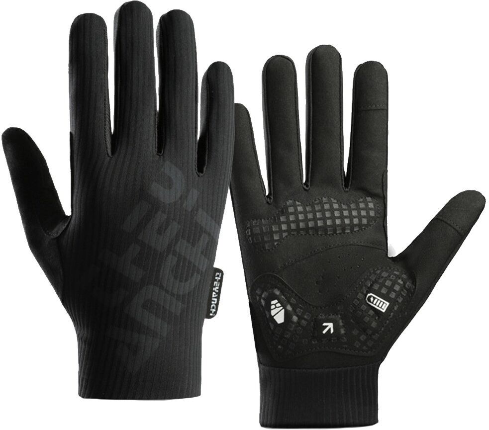 INF Atmungsaktive Vollfinger-Radfahrhandschuhe mit SBR-Handflächenpolster 5mm – Rutschfest, stoßdämpfend, schnell trocknend für M Schwarz