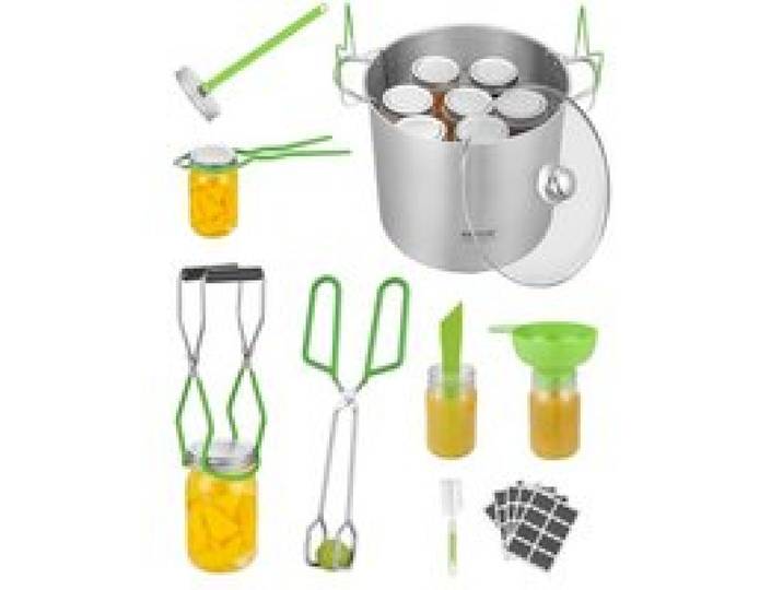 VEVOR Kit de démarrage pour mise en conserve, 9 pcs, kit de mise en conserve en acier inox pour débutants, avec marmite, grille, couvercle, entonnoir, pinces, lève-bocal, clé, baguette magnétique