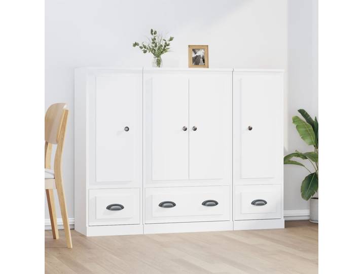 vidaXL Highboards 3 Stk. Weiß Holzwerkstoff