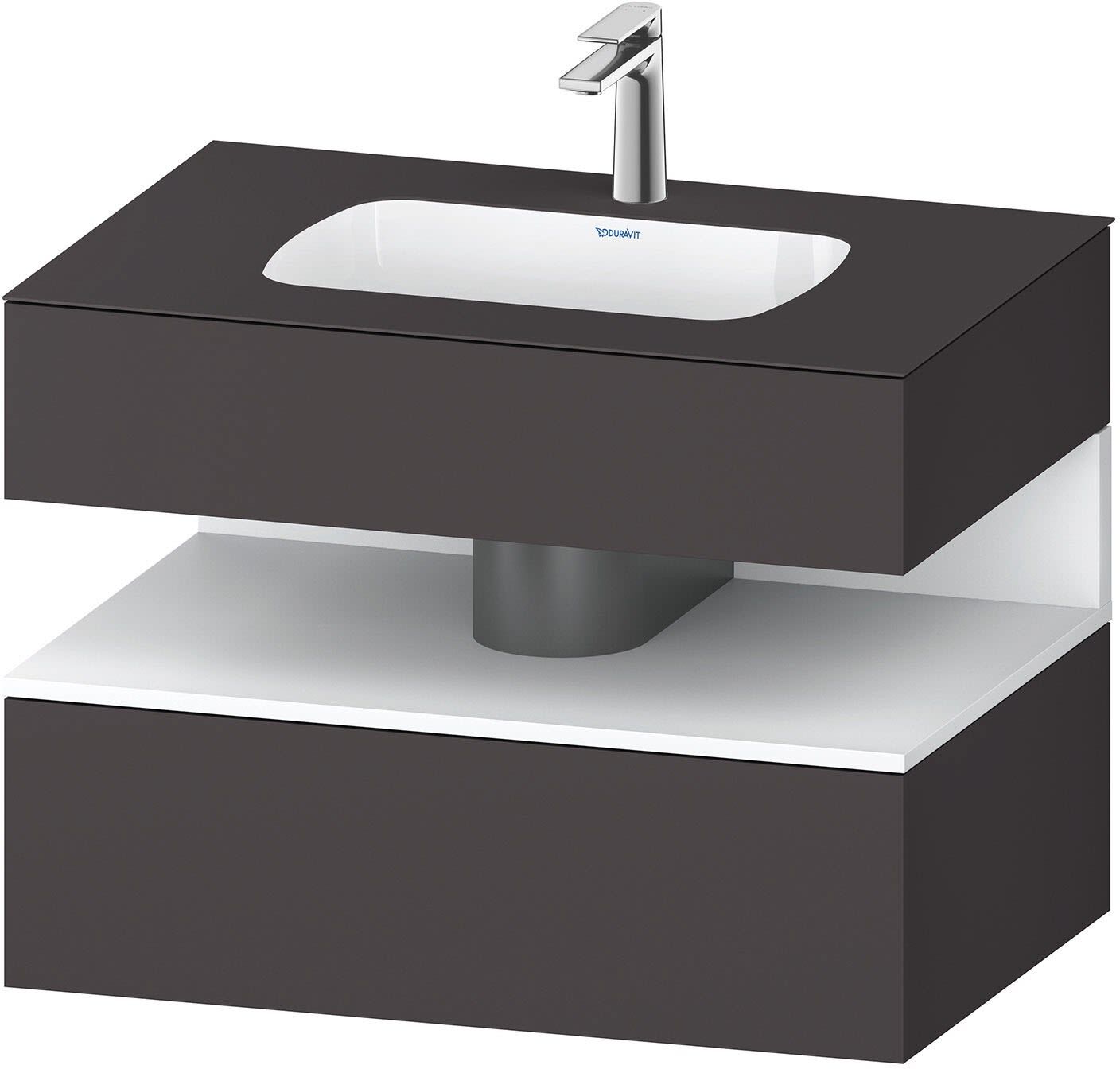Duravit Collection One Einbauwaschtisch mit Konsolenwaschtischunterbau 80 x 60 cm, 1 Auszug