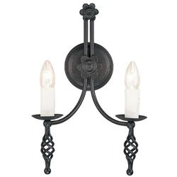 Elstead Lighting Belfry Wandleuchte 2-flammig Schwarz mittelalterliches Design