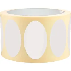 Aufkleber I Etikett, beschriftbar, oval, weiß, Haftpapier, ablösbar, 90x53mm, 500/Rolle