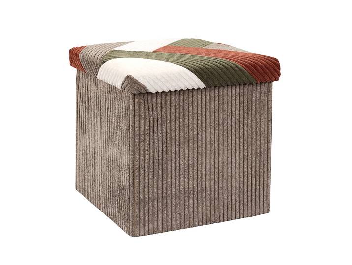 Coffre-pouf côtelé pliable patchwork - Blancheporte