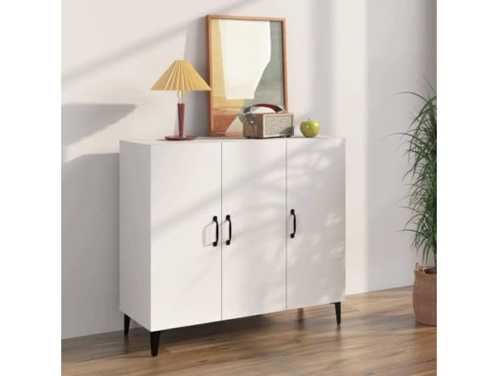 HEFZGDB Klassisches Sideboard zur Aufbewahrung in Weiß mit 6 Fächern, Beistellschrank mit dekorativer Präsentationsfläche im Industrie-Design, Sideboard mit Wandhalterung zur Sicherung,