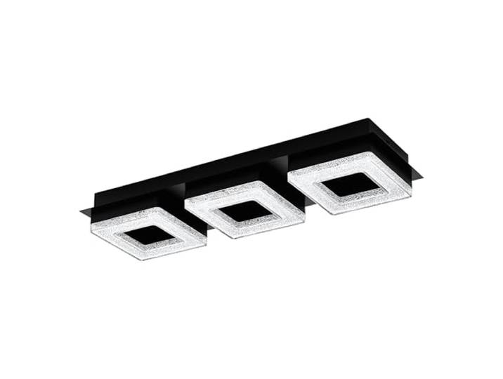 Eglo LED Plafonnier Fradelo 1\, Applique murale 3 flammes\, Lampe plafond en acier et plastique avec effet cristal noir\, transparent\, Lampe salon\, blanc chaud