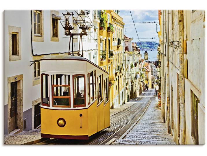 Wandbild ARTLAND Ascensor da Gloria in Lissabon , gelb (farbe bild(er): gelb), B:60cm H:40cm, Bilder, Wandbild, als Leinwandbild, Poster in verschied. Grössen