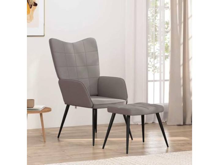 NLQMSU Relaxsessel mit Hocker, Taupe, Stoff, moderner Sessel Stabiler Stahlrahmen, gepolsterter Schaumstoff, weicher Stoff, schickes Design, Belastung 110 kg pro Sitz