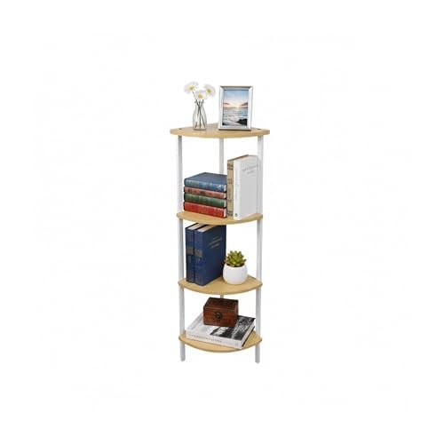 Relaxdays Hoekrek met 4 niveaus, wit-bruin, H x B x D: 125 x 44,5 x 31,5 cm