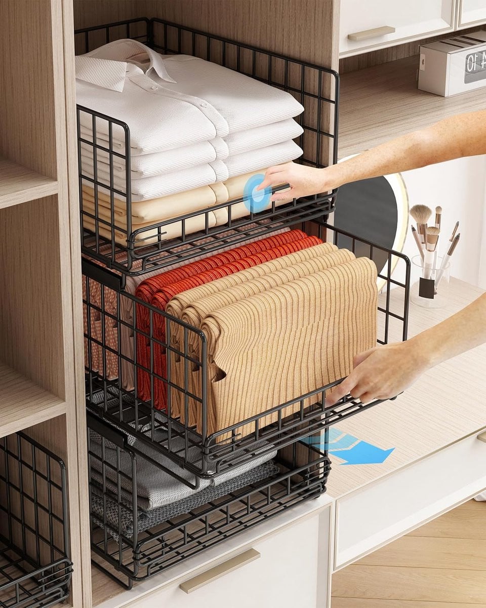 Thijox UMDONX Kast Organizer 3 stuks - Zwart - Ruimtebesparend opbergsysteem voor kledingkast, keuken en woonkamer