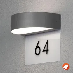Konstsmide 7855-370 Monza Hausnummern- und Wandleuchte inkl. Ziffern anthrazit lackiertes Aluminium