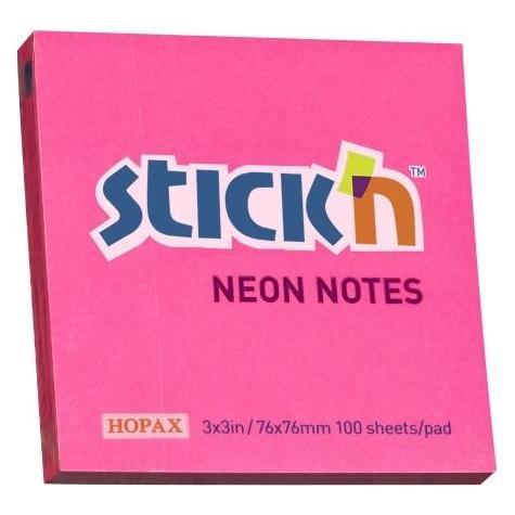 B.N.T. Noten Stick'N NEON rød 76x76mm 100blade - (12 stk.) (523409)