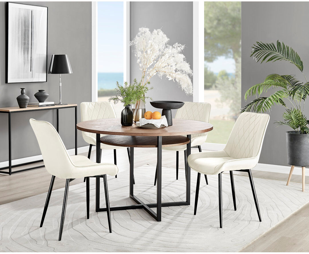 Canora Grey Adler 4 -Person Dining Set Cream/Black 4