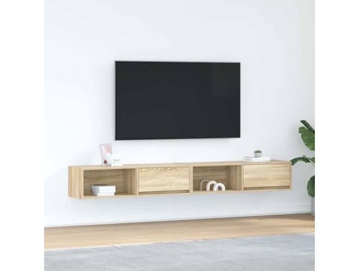 HEFZGDB TV-Schränke 2 STK. Sonoma-Eiche 100x31x25,5 cm Holzwerkstoff – Wandmontage Möbel mit Stabiler Oberplatte, Medienregal Aufbewahrung Sideboard für Wohnzimmer Stauraum