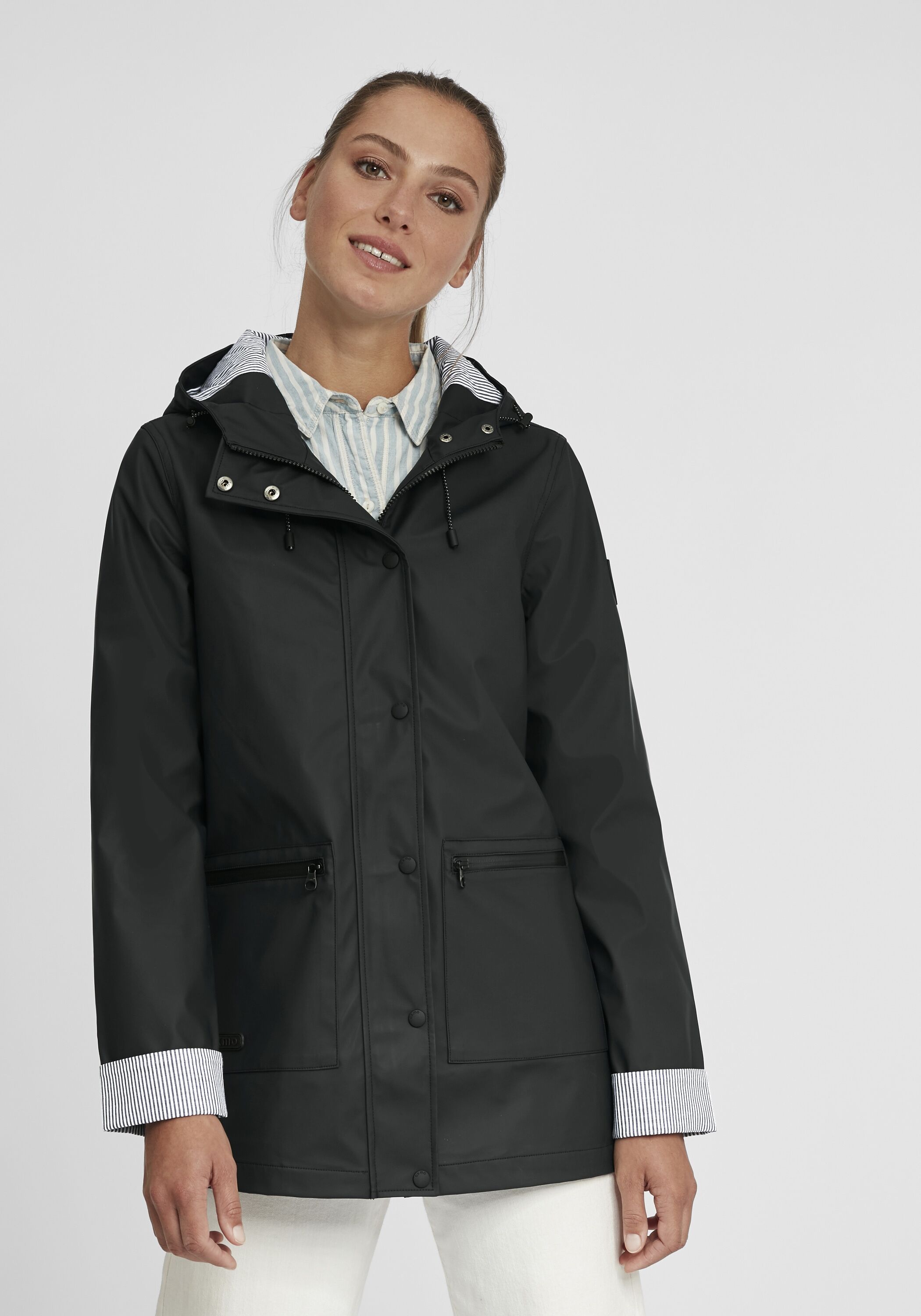 Regenjacke OXMO "Regenjacke OXBecky", Damen, Gr. L, schwarz, Obermaterial: 100% Polyurethan PU., Mäntel Regenjacke