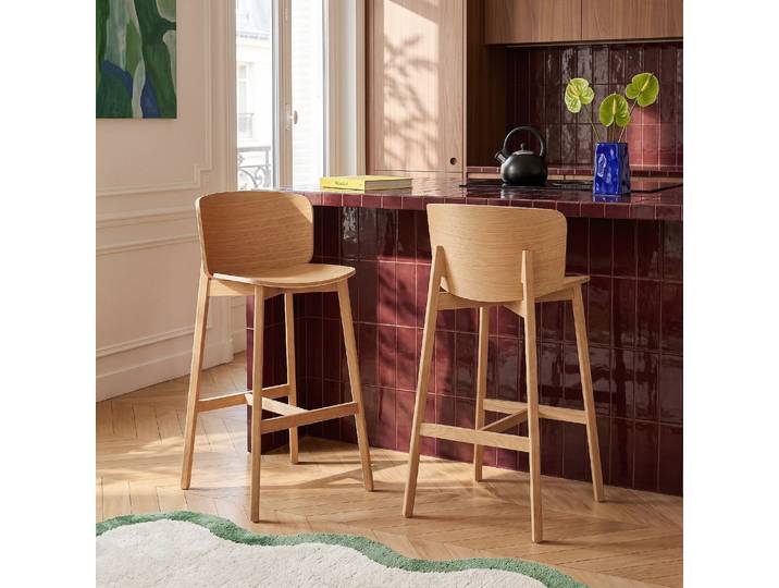 HABITAT - Tabouret de bar en chêne massif - Camila