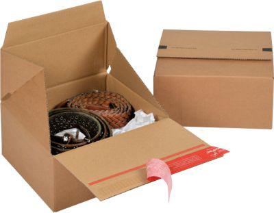 ColomPac Faltkarton Eurobox S, Selbstklebeverschluss & Aufreißfaden, Z-Faltung, kombinierbar mit Euro-Paletten, außen L 200 x B 200 x H 100 mm, innen B 194 mm, 20 Stück, Wellpappe, braun