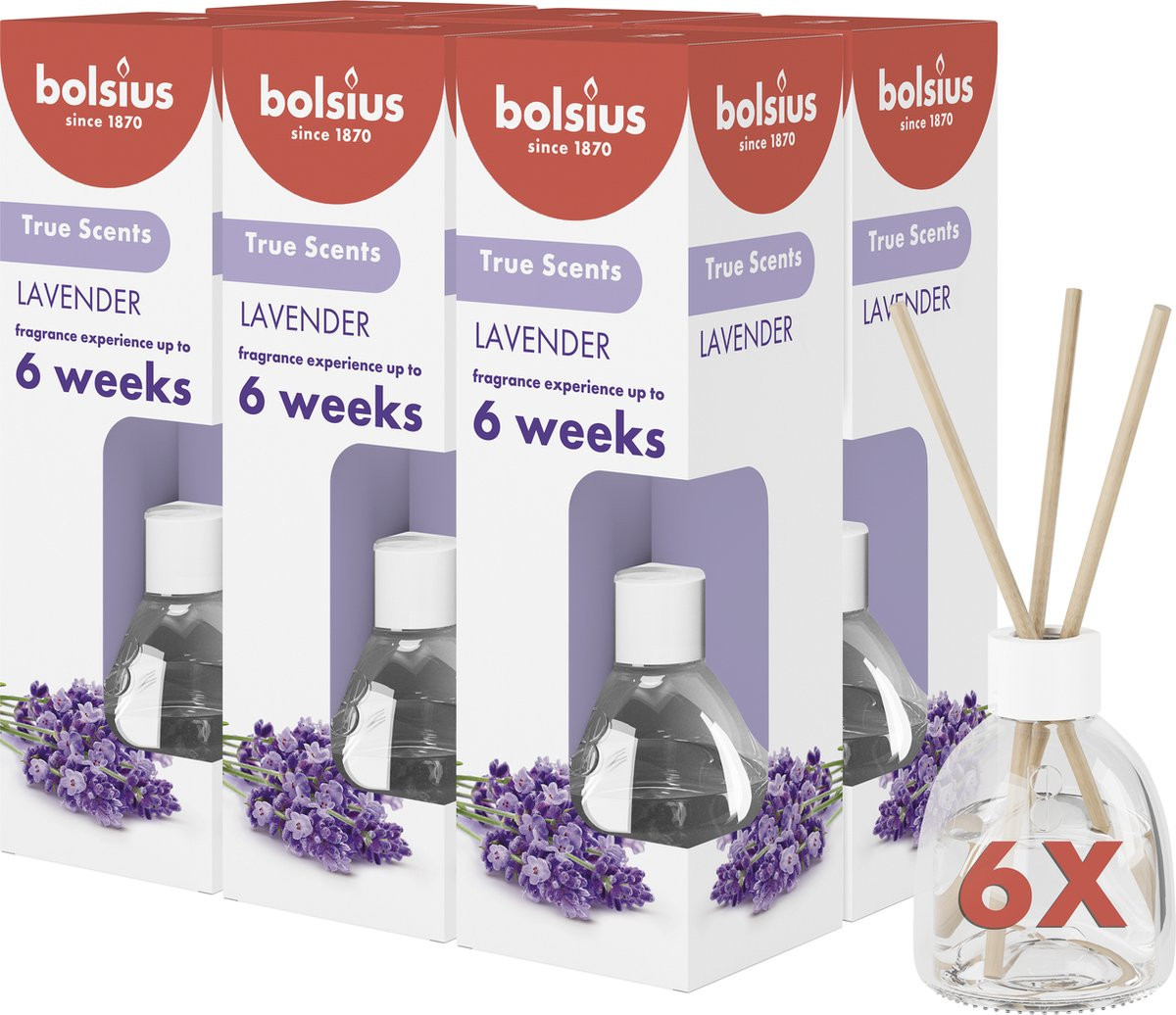 Bolsius Geurstokjes Lavendel 6 stuks 60ml