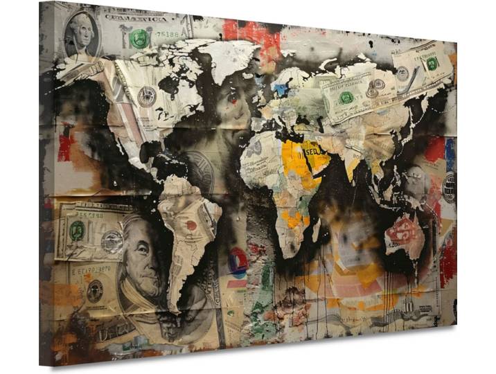 Geld portret - Economie schilderijen - Muurdecoratie Landen - Muurdecoratie landelijk - Schilderijen canvas - Schilderijen canvas 60x40 cm