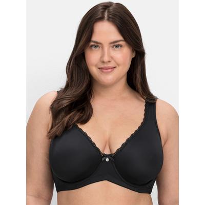 Bügel-BH SHEEGO, Damen, Gr. 85, Cup D, schwarz-weiß (schwarz, weiß), 82% Polyamid, 18% Elasthan, BHs Bügel-BH