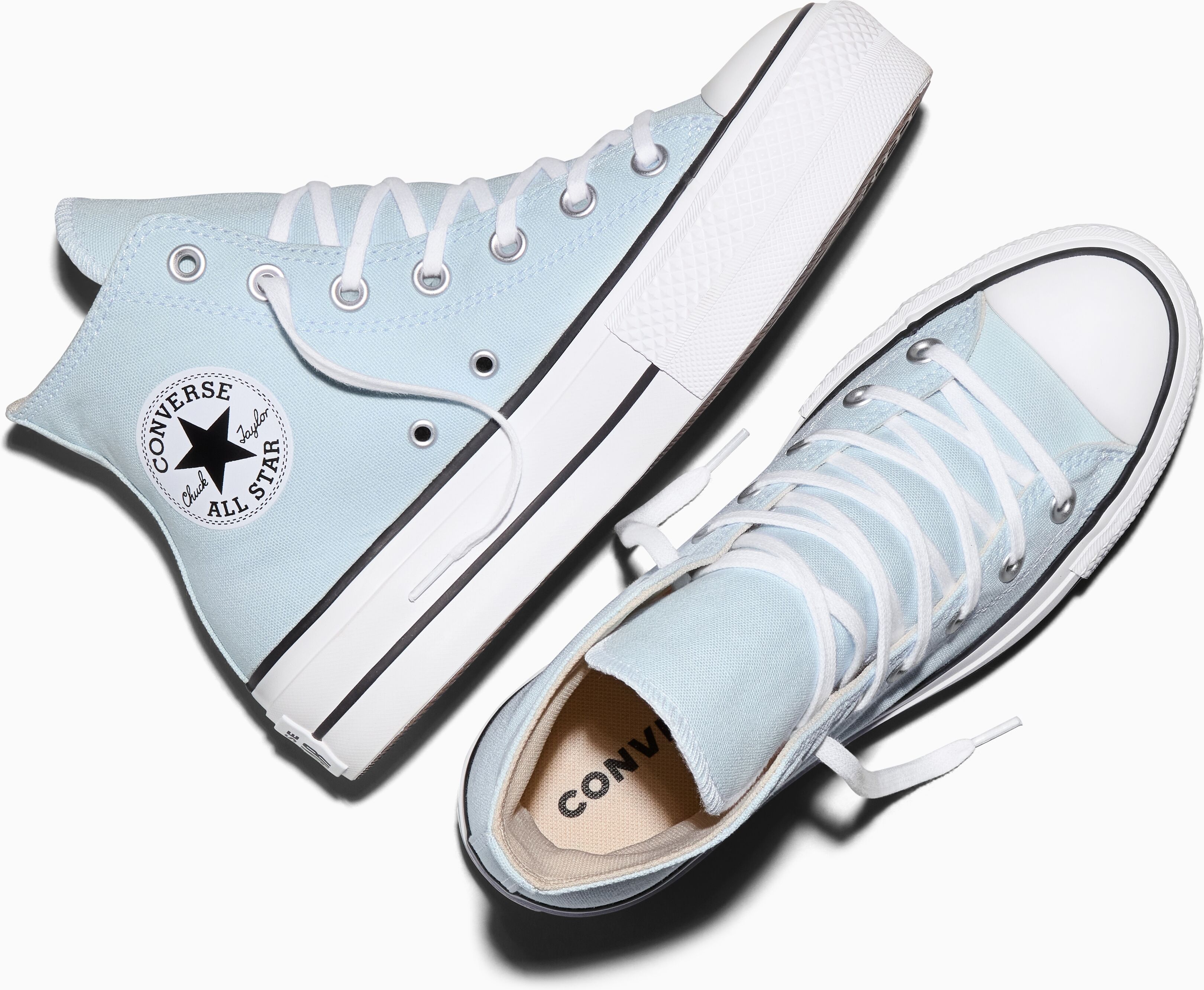 Sneaker CONVERSE "CHUCK TAYLOR ALL STAR LIFT PLATFORM", Damen, Gr. 36, blau (cold touch, weiß, schwarz), Textil, Schuhe Sneaker cold touch, weiß, schwarz 36