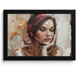 POSTER MIT RAHMEN Frau - Lackierung - Porträt - Modern 30x20 cm